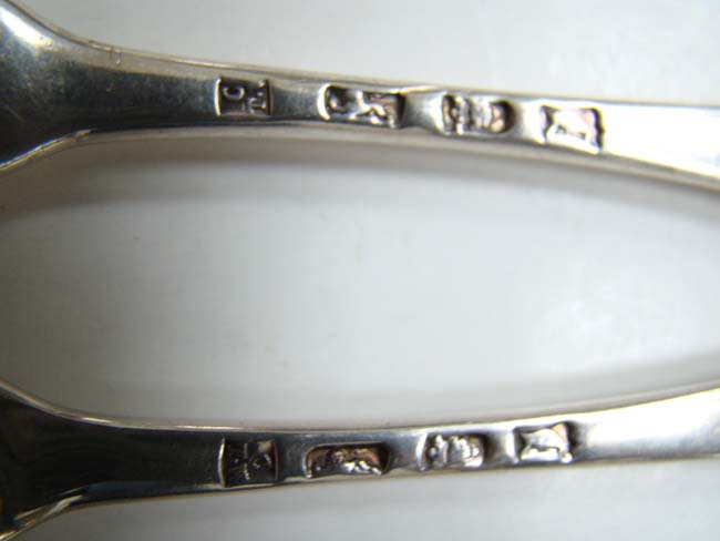 A matched set of Six Antique English Silver three-prong Dessert Forks circa 1748-1764 — image 4